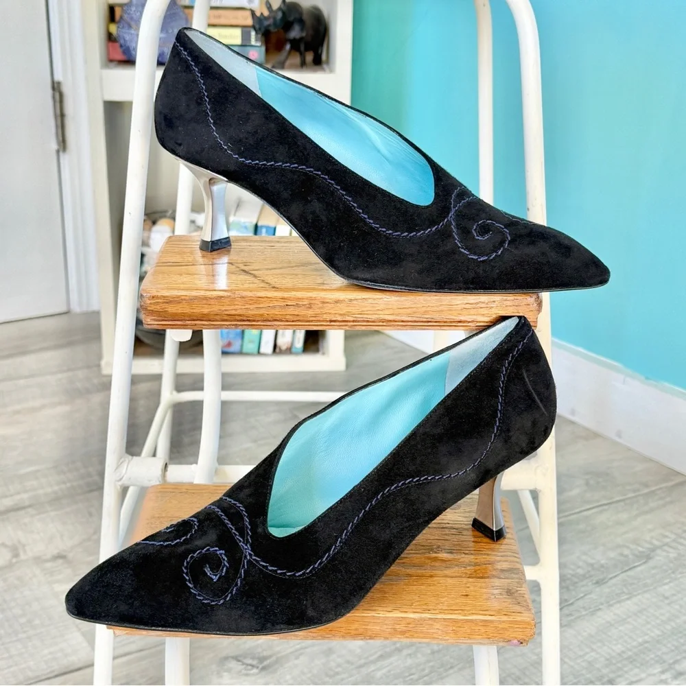 Thierry Rabotin Suede Manon Pump with Silver Heel (size 10.5 US/41 EU)